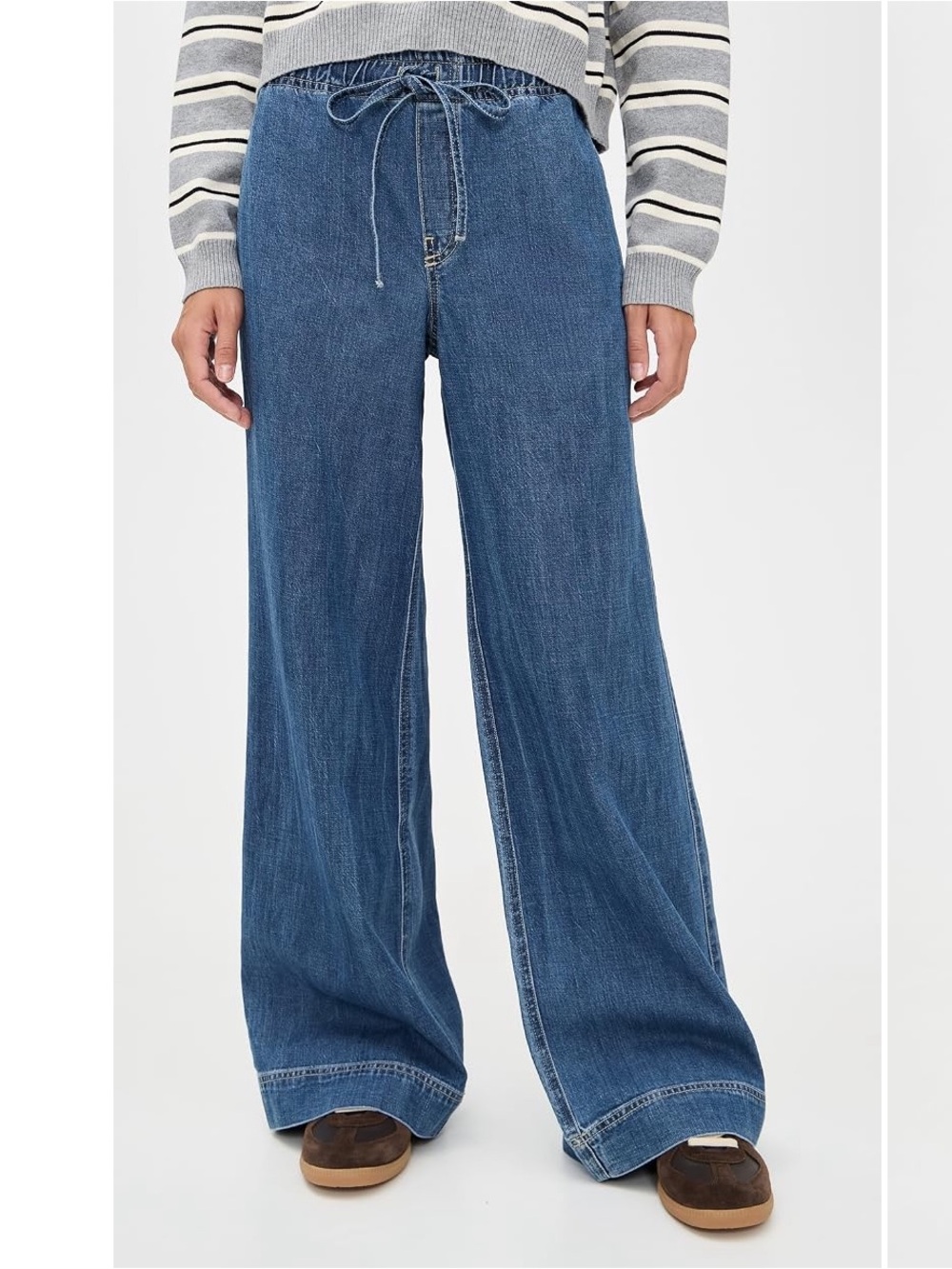 Velvet Wide-Leg Drawstring Mira Pants in Classic